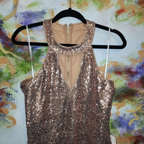 NWT Grandeur Rose Gold Sequin Cutout Dress-Lulus - Picture 6 of 7